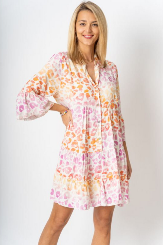 Baby Doll Cheetah Print Multi-Color Dress