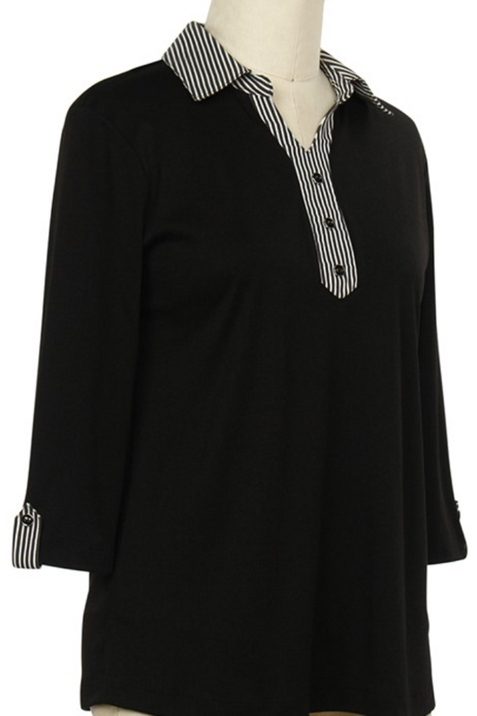 3/4 Slv Trim Top