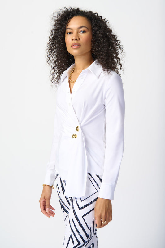 Stretch Woven Wrap Blouse