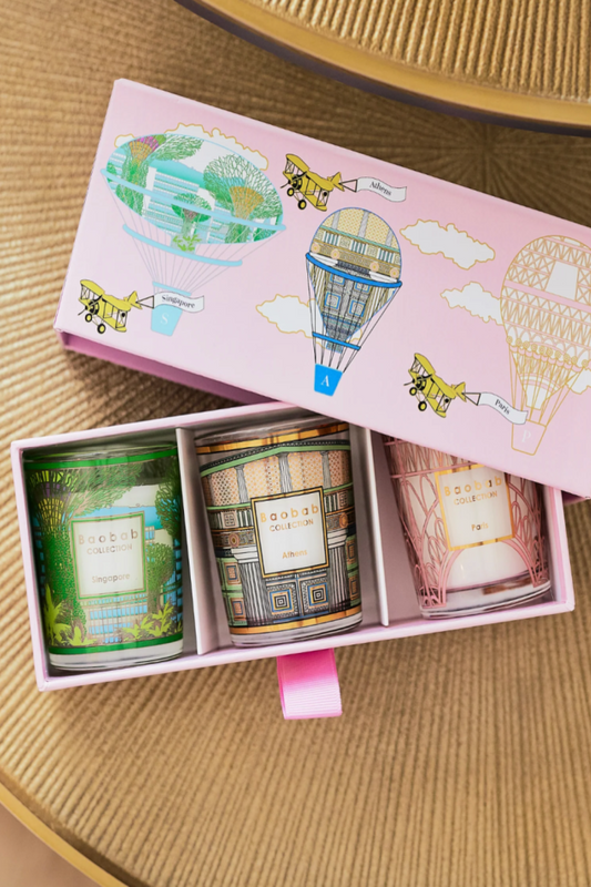 TRIO TRAVEL CANDLES SINGAPORE-ATHENS-PARIS