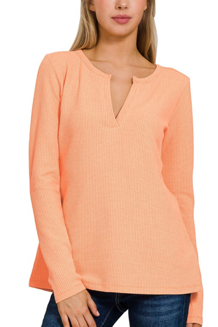 Baby Waffle V Neck Top