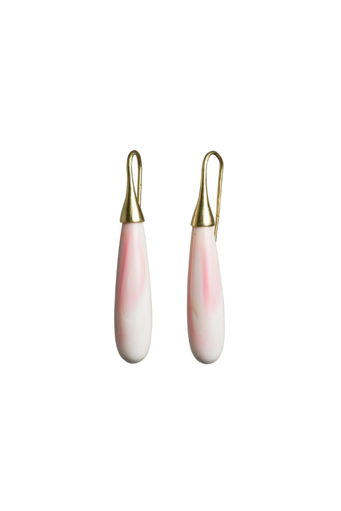 Smooth Long Conch Drop 18k Cone Cap Earrings