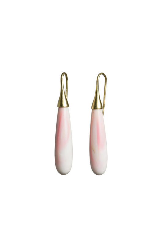 Smooth Long Conch Drop 18k Cone Cap Earrings