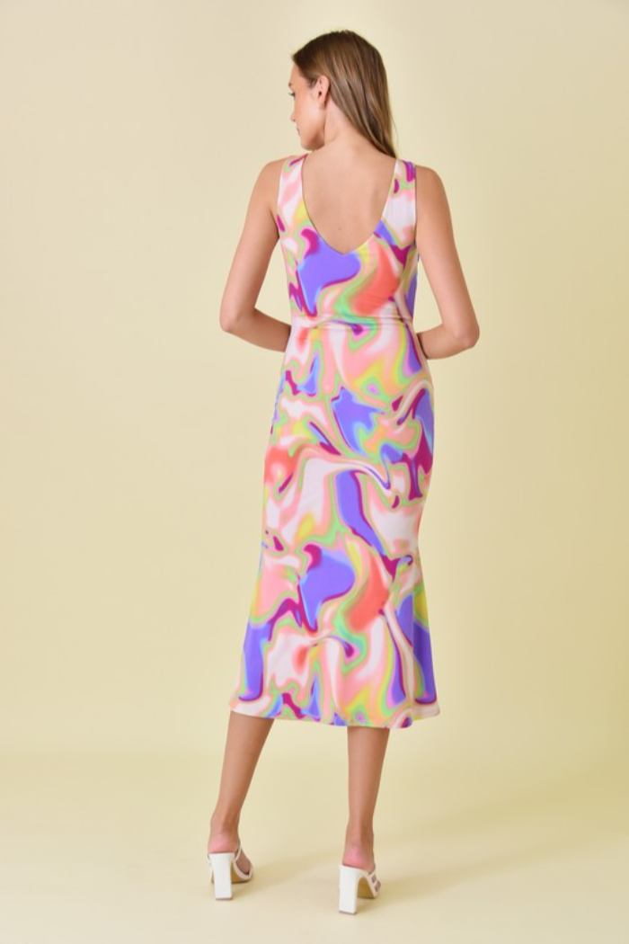 Abstract Print Midi Dress