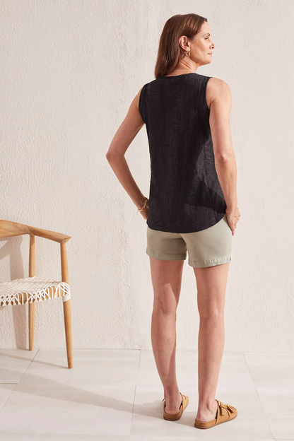 TEXTURED V-NECK TANK WITH SIDE SLITS