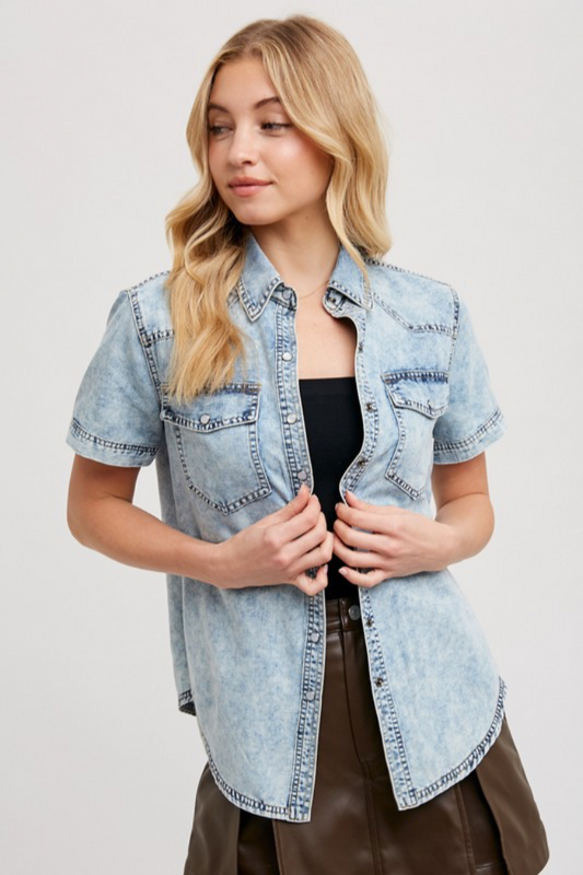Short Sleeve Denim Shirt