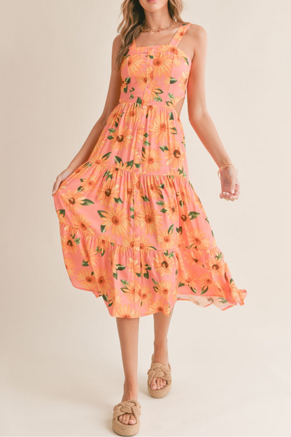TIERED CUTOUT MAXI DRESS