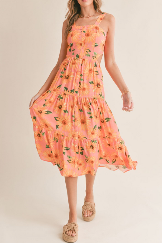 TIERED CUTOUT MAXI DRESS