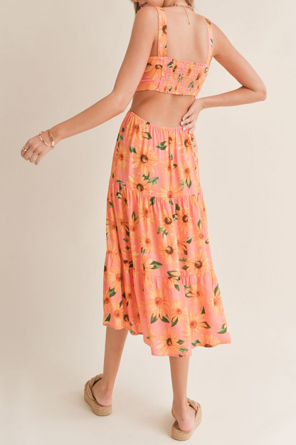 TIERED CUTOUT MAXI DRESS