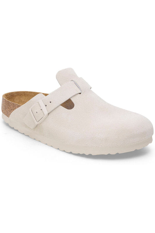 Boston Soft Footbed Narrow Width in Antique White Suede