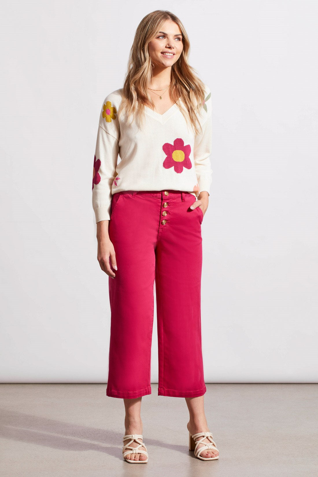 Audrey Button Fly Wide Leg Jean- Daiquiri