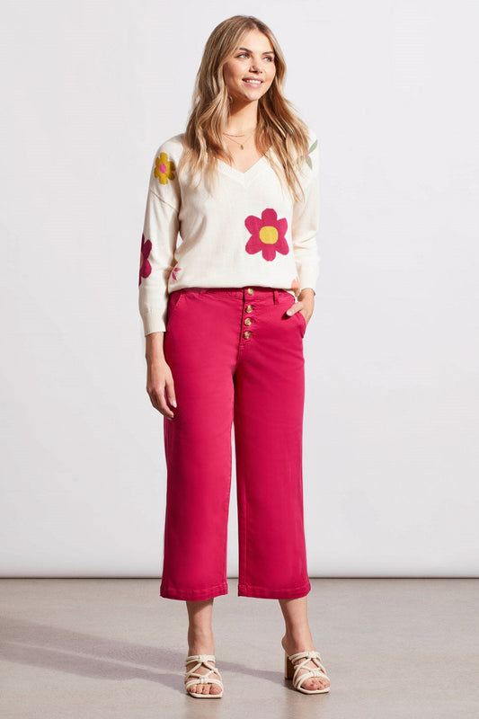 Audrey Button Fly Wide Leg Jean- Daiquiri