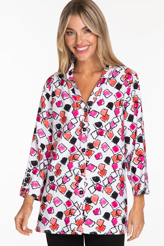 Bright Print Crinkle Blouse