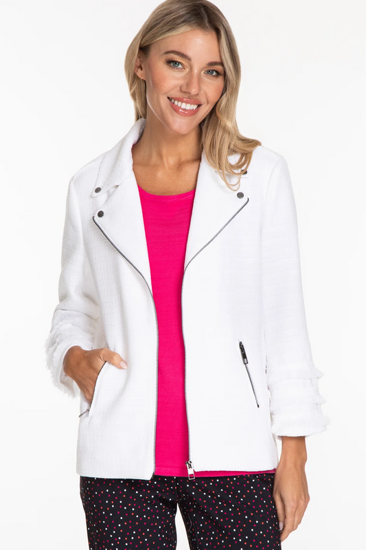 White Fringe Boucle Blaser