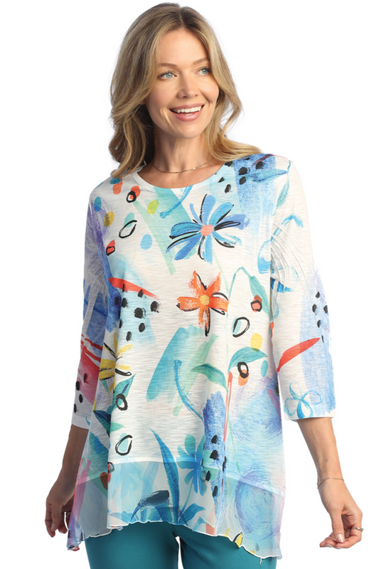 ANIMAL PRINT CHIFFON HEM TUNIC TOP