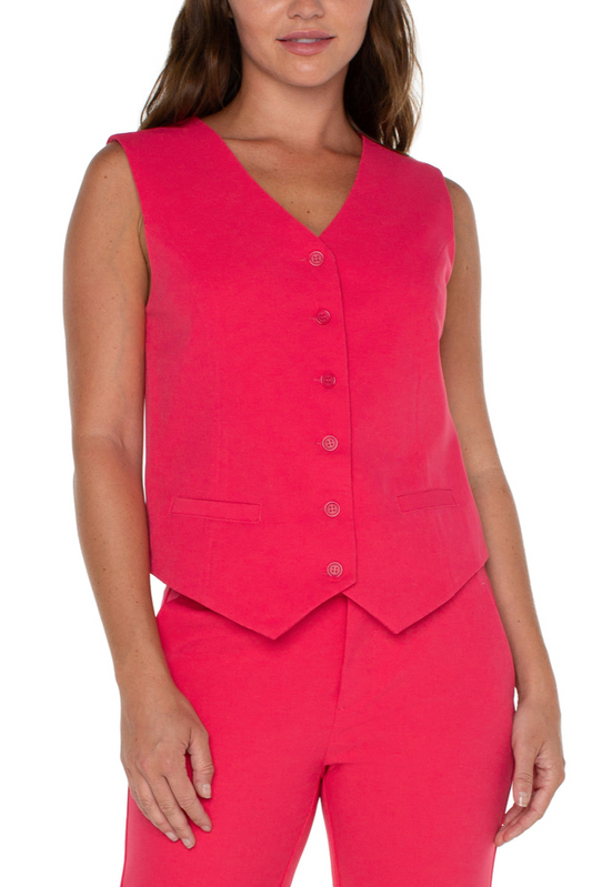 Vest W/ Welt Pocket- Pink Punch