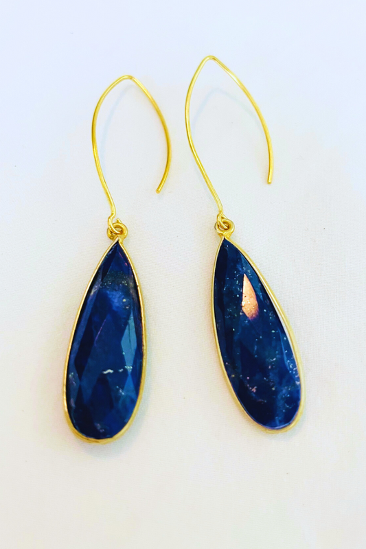10x30 MM XL Gemstone Drop "V" Shape Earrings