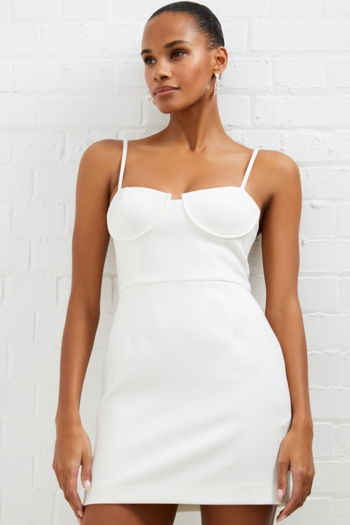Whisper Corste Neckline Dress- Summer White