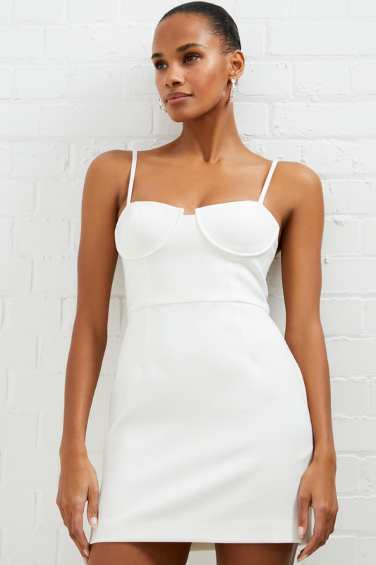 Whisper Corste Neckline Dress- Summer White