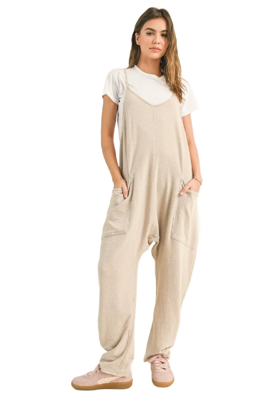 Textured Fabric Loose Fit Jumpsuit