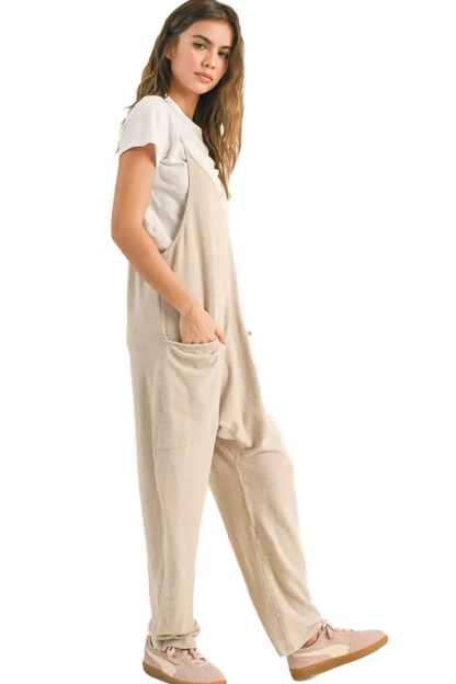 Textured Fabric Loose Fit Jumpsuit