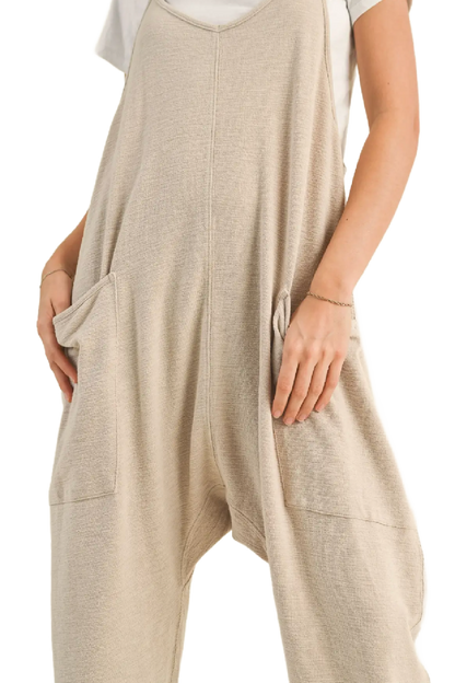 Textured Fabric Loose Fit Jumpsuit