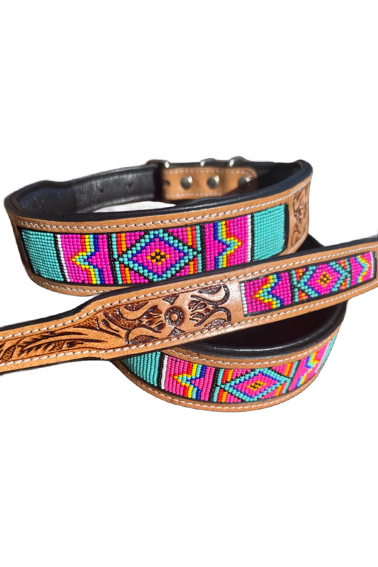 Western Tooled Dog Collar