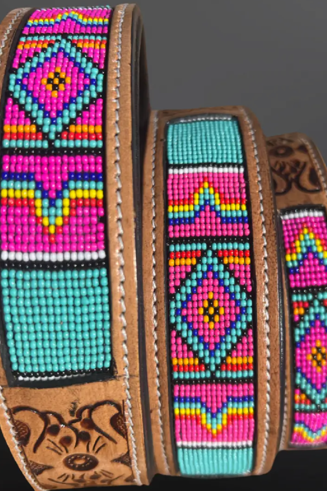 Western Tooled Dog Collar