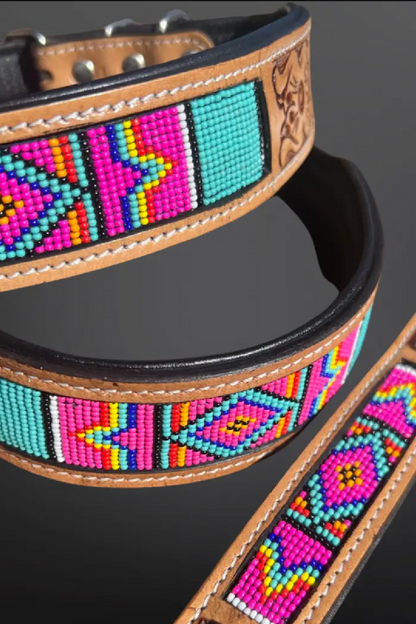 Western Tooled Dog Collar