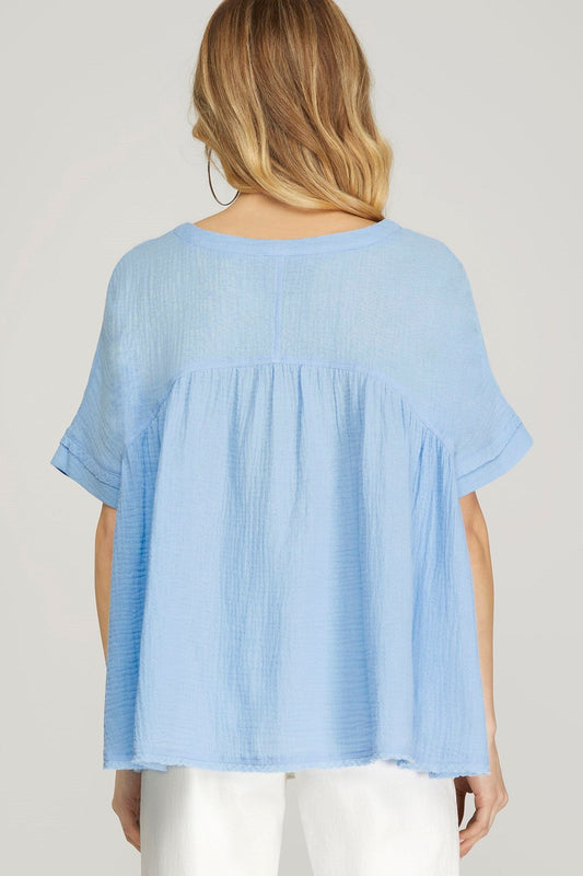 Baby doll top with front pocket