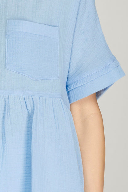 Baby doll top with front pocket