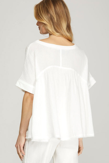 Baby doll top with front pocket