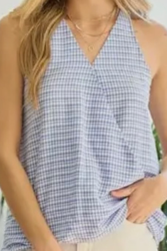 Surplice Plaid Top