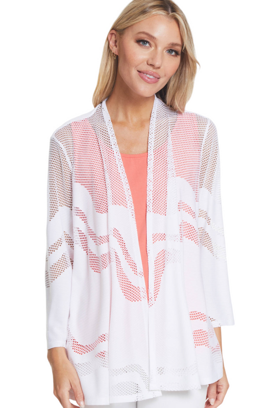 3/4 SLEEVE MESH OPEN SWING JACKET