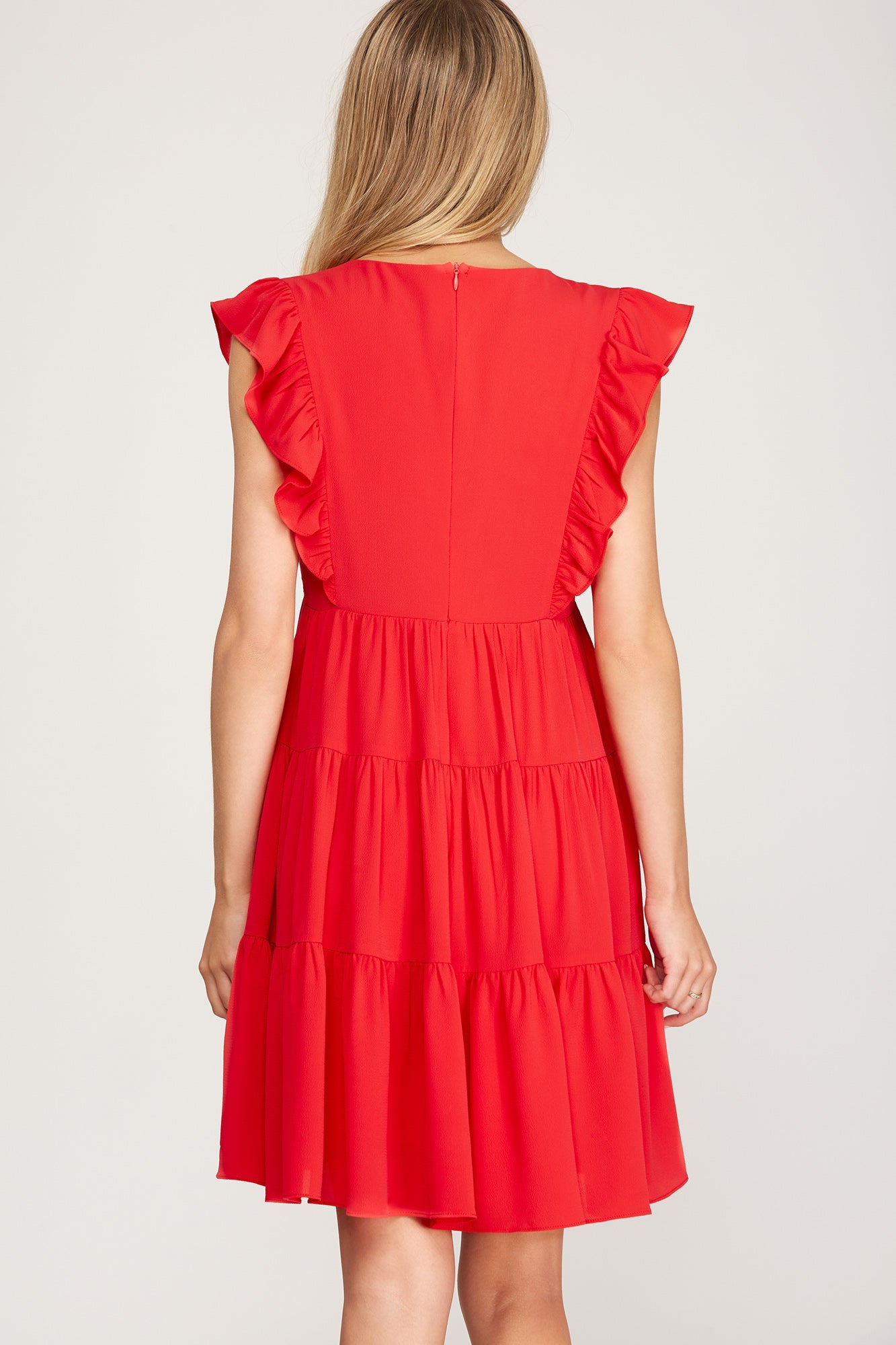 Sleeveless Woven Ruffled Dress