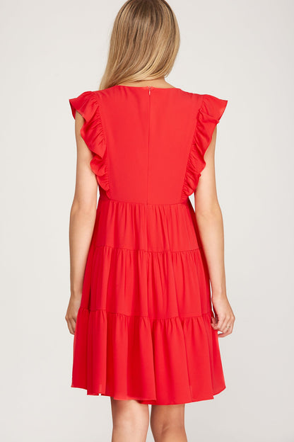 Sleeveless Woven Ruffled Dress