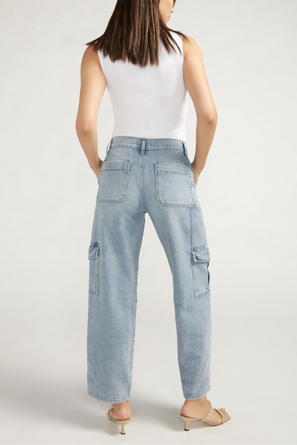Utility Cargo Mid Rise Straight Leg 28" inseam - Indigo