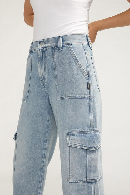 Utility Cargo Mid Rise Straight Leg 28" inseam - Indigo