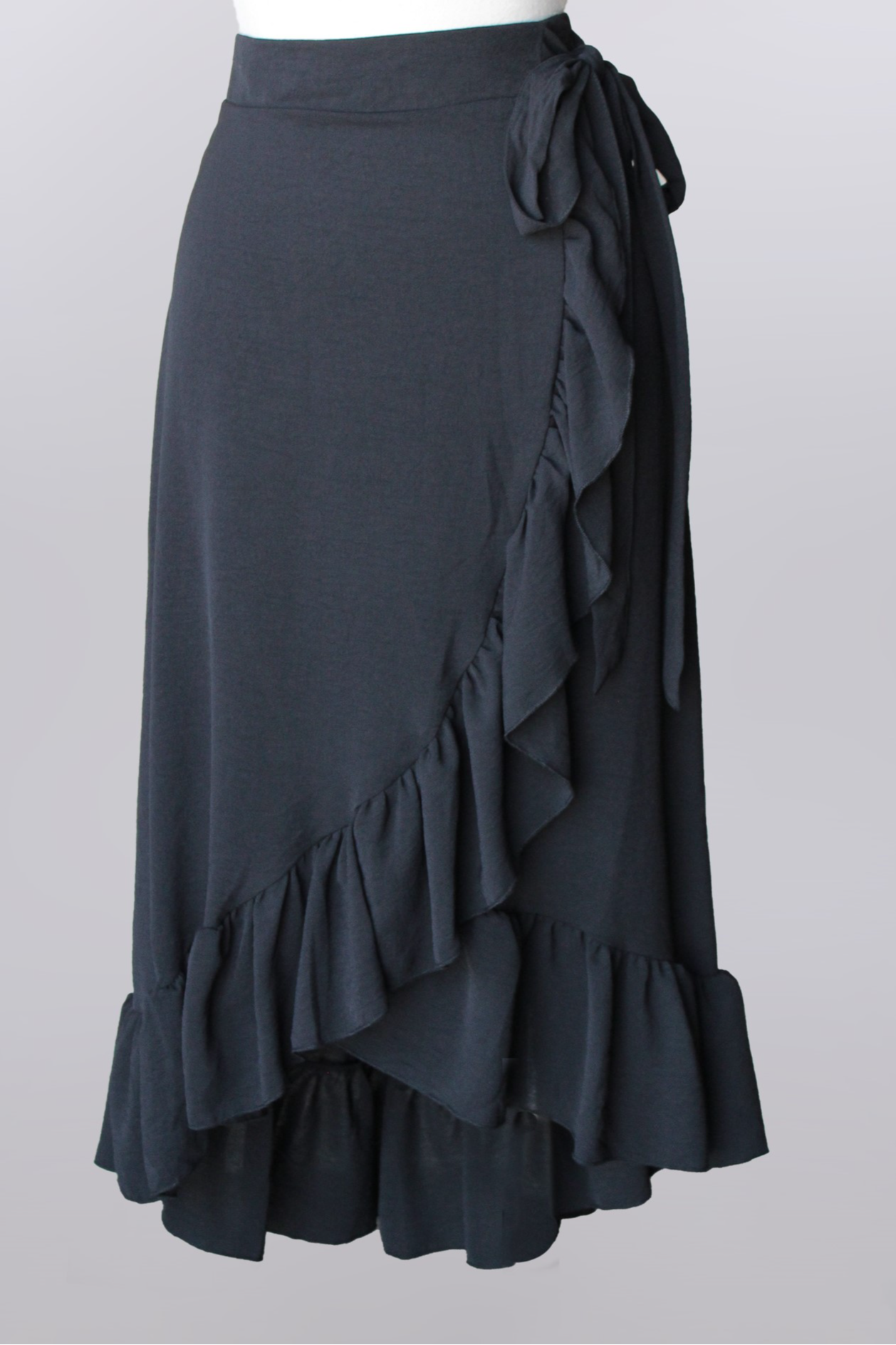 hi-lo side ruffle skirt