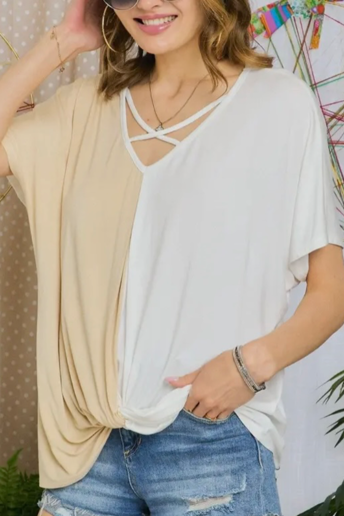 Two Tone Short Sleeve Top
