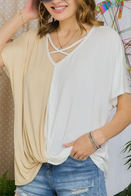 Two Tone Short Sleeve Top