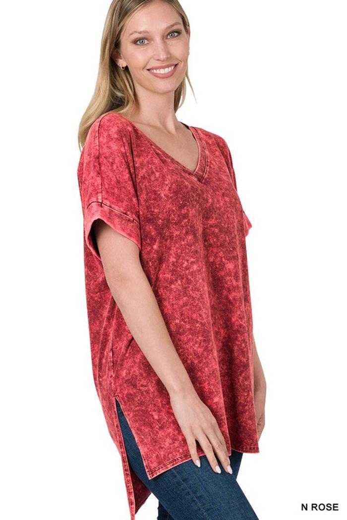 This Mineral Wash Short Sleeve V-Neck