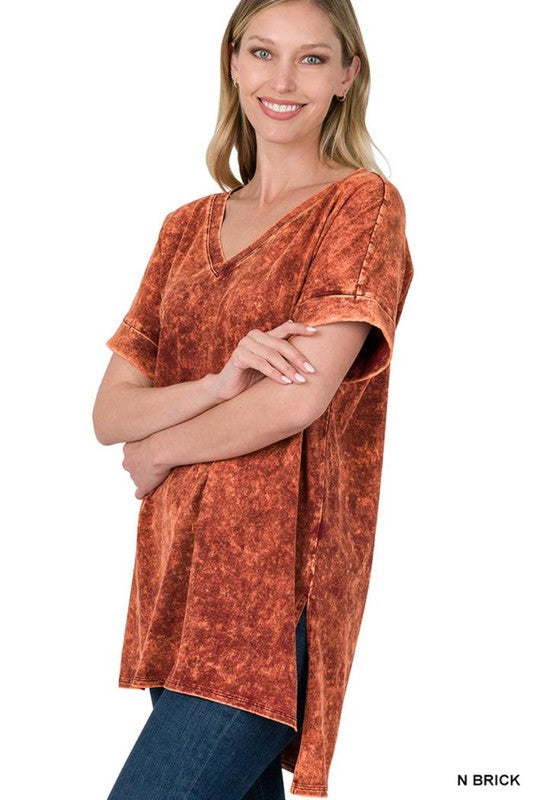 This Mineral Wash Short Sleeve V-Neck