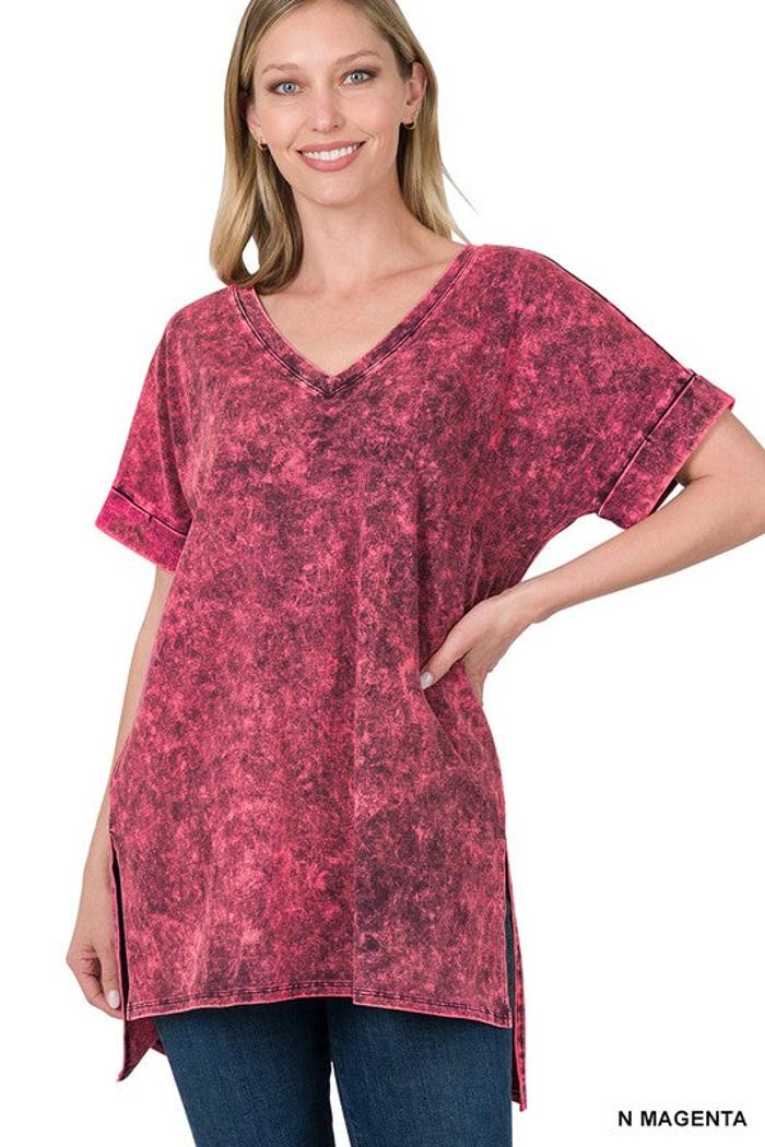 This Mineral Wash Short Sleeve V-Neck