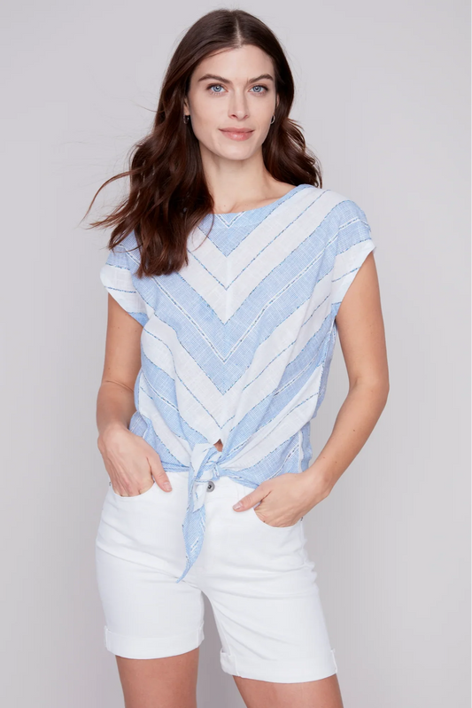 Tie Front Cap Sleeve Top