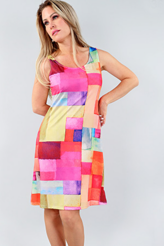 Bright Block Print Dress