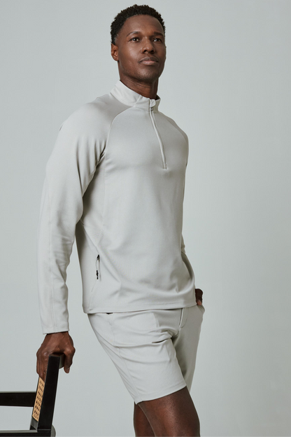 A Game Quarter Zip Pull Over - Tan