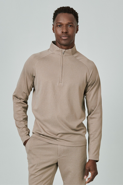 A Game Quarter Zip Pull Over - Khaki