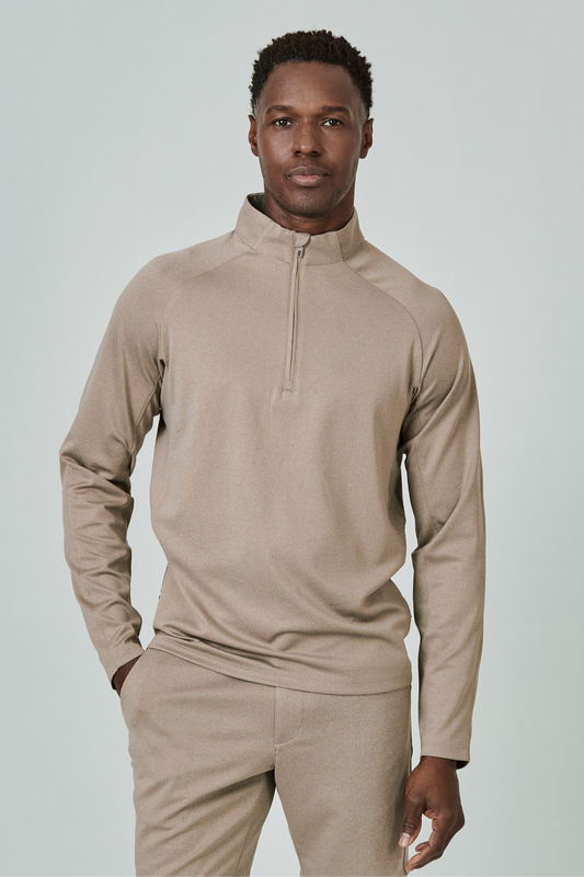 A Game Quarter Zip Pull Over - Khaki