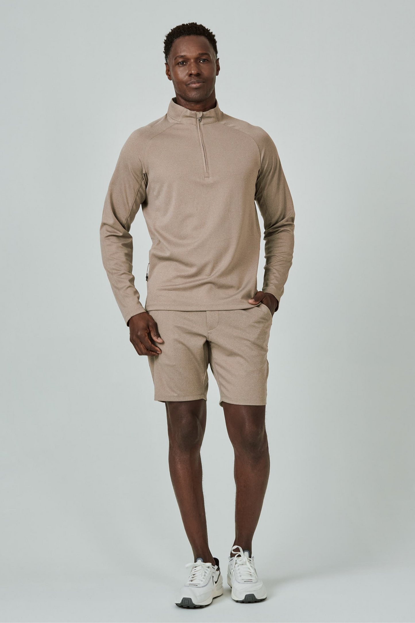 A Game Quarter Zip Pull Over - Khaki